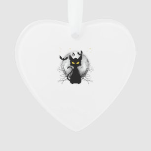 Zwarte Kat Volle Maan Vleermuizen & Sterrennacht H Ornament