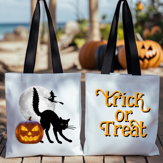 Zwarte kat Volle Maan Volwassen Trick or treat Tas