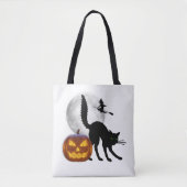 Zwarte kat Volle Maan Volwassen Trick or treat Tas (Voorkant)
