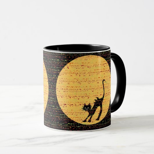 Zwarte kat voor Arching en Full Moon Festive Mok (Voorkant rechts)