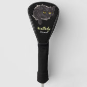 Zwarte kat voor Cat Mam Golfer Golfheadcover (Voorkant)