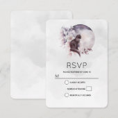 Zwarte Kat voor een Magical Full Moon Wedding RSVP Kaartje (Voorkant / Achterkant)
