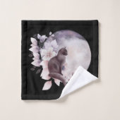 Zwarte Kat voor een magische volle maan Bad Handdoek (Wasdoekje)