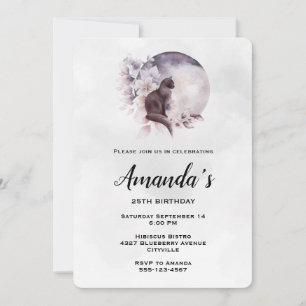 Zwarte Kat voor een Magische Volle Maan Birthday Kaart