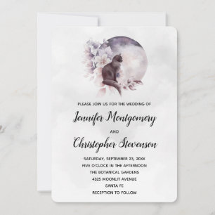 Zwarte kat voor een volle motorbruiloft kaart