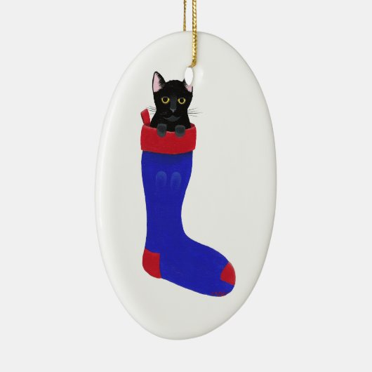 Zwarte kat voor kerststaarsievorming keramisch ornament (Rechts)