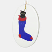 Zwarte kat voor kerststaarsievorming keramisch ornament (Links)