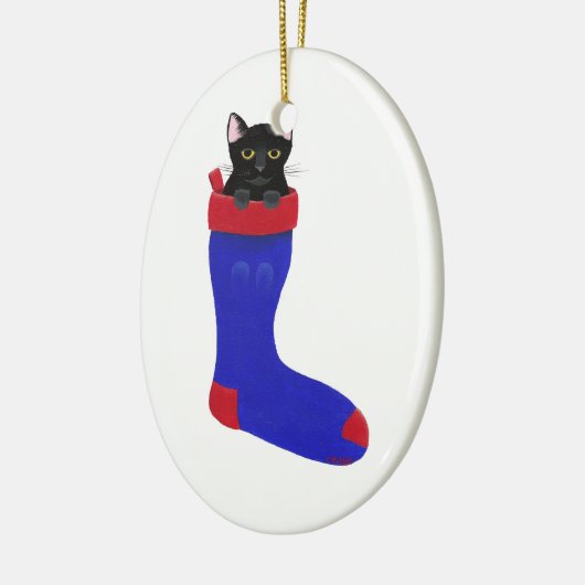 Zwarte kat voor kerststaarsievorming keramisch ornament (Links)