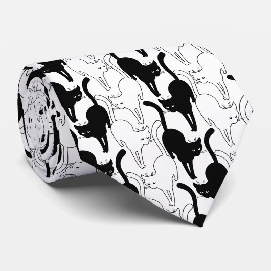 Zwarte Kat Vrijdag Stropdas (Opgerold)