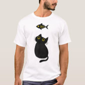 Zwarte Kat vs Zwarte Vis Grappig  T-shirt (Voorkant)