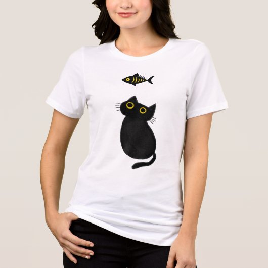 Zwarte Kat vs Zwarte Vis Grappig  Tri-Blend Shirt (Voorkant)