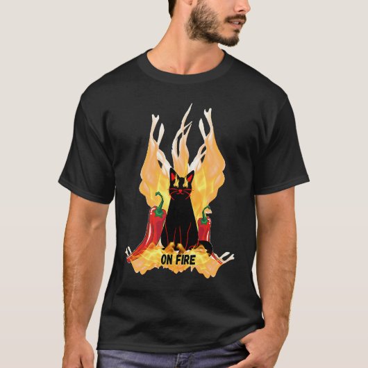 Zwarte kat Vuurwerk T-shirt (Voorkant)
