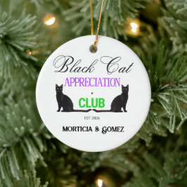 Zwarte Kat Waarderingsclub Speelse Halloween  Keramisch Ornament