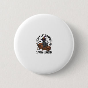 Zwarte Kat Waarschuwing Vintage Halloween Heks Kat Ronde Button 5,7 Cm