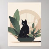 Zwarte Kat Wand Kunst Minimalistische Kat Boho Kat Poster (Voorkant)