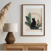 Zwarte Kat Wand Kunst Minimalistische Kat Boho Kat Poster