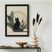 Zwarte Kat Wand Kunst Minimalistische Kat Boho Kat Poster