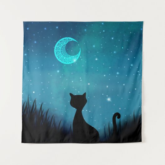 zwarte kat wandkleed (Voorkant (horizontaal))