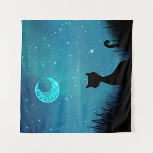 zwarte kat wandkleed (Voorkant)