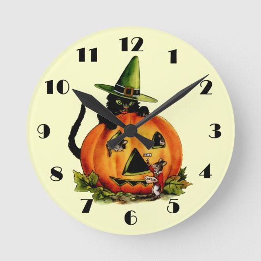  zwarte kat wandklok (Voorkant)