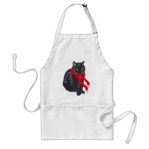Zwarte kat warm houden met Kerstmis Standaard Schort