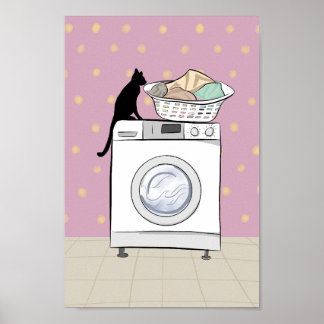 Zwarte Kat Wasruimte Muur Kunst Poster