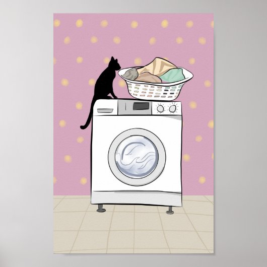 Zwarte Kat Wasruimte Muur Kunst Poster (Voorkant)