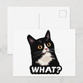 Zwarte Kat Wat? Briefkaart (Voorkant / Achterkant)