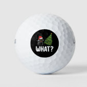 Zwarte kat wat duwen kerstboom grappig golfballen (Voorkant)