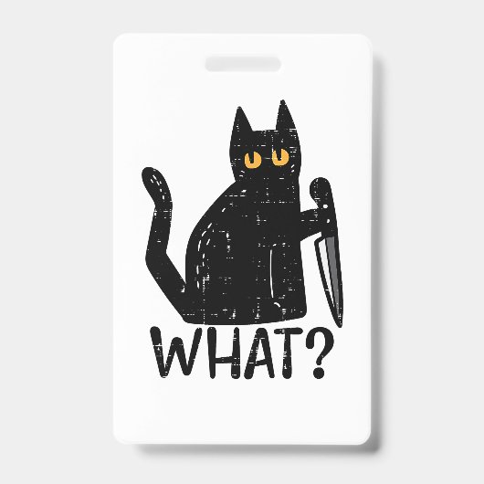 Zwarte Kat Wat Mes Grappige Moorddadige Halloween Badge (Voorzijde)