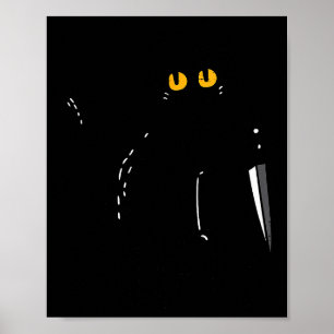 Zwarte Kat Wat Mes Grappige Moorddadige Halloween Poster