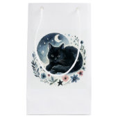 Zwarte Kat Waterverf Gift Bag Klein Cadeauzakje (Voorkant)