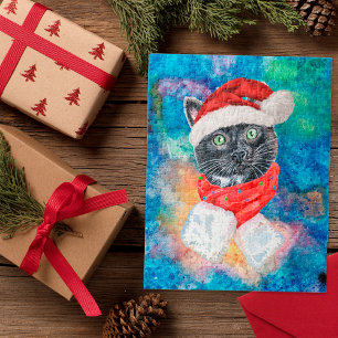 Zwarte Kat Waterverf Kerst Sjaal Kerstmis Legpuzzel