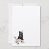 Zwarte Kat Waterverf Pet Bloemen Roze Roze Huwelij Kaart (Achterkant)