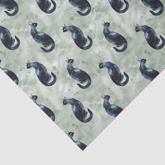 Zwarte kat-Waterverf Tissuepapier (Detail)