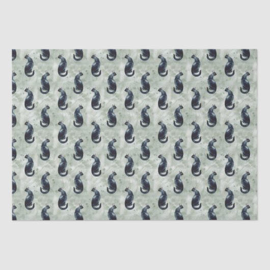 Zwarte kat-Waterverf Tissuepapier (Voorkant)