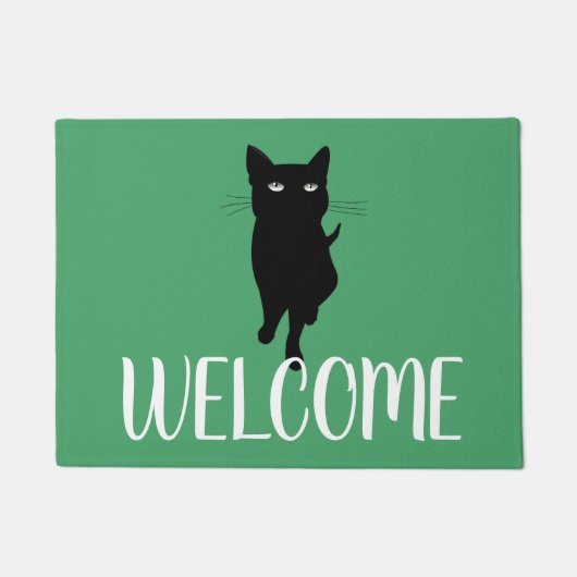 Zwarte kat welkom mat (Voorkant)
