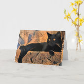 Zwarte kat Wenskaart, Grieks geïnspireerd, leeg Kaart (Gele Bloem)