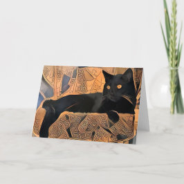Zwarte kat Wenskaart, Grieks geïnspireerd, leeg Kaart