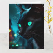 Zwarte Kat Wenskaarten Kaart (Gele Bloem)