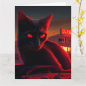Zwarte Kat wenskaarten Kaart (Gele Bloem)