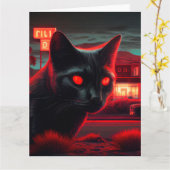 Zwarte Kat wenskaarten Kaart (Gele Bloem)