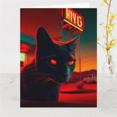 Zwarte Kat wenskaarten Kaart (Gele Bloem)