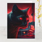 Zwarte Kat wenskaarten Kaart (Gele Bloem)