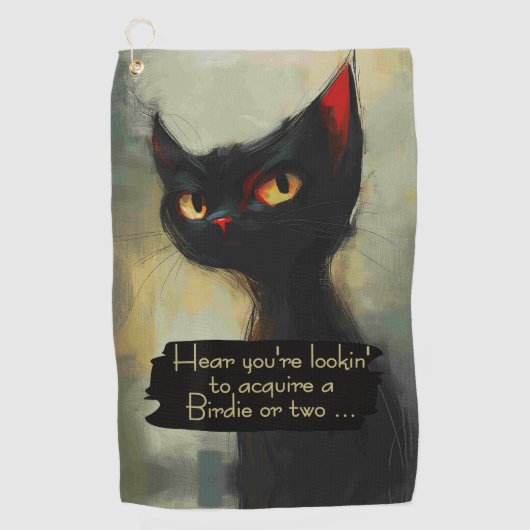 Zwarte Kat Weten wat je Wil Golfhanddoek (Voorkant)