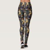 Zwarte Kat Whimsy Halloween Schilderij Leggings (Achterkant)
