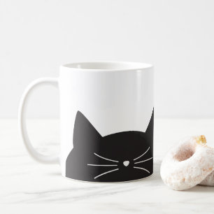 Zwarte kat, whiskers en staart koffiemok