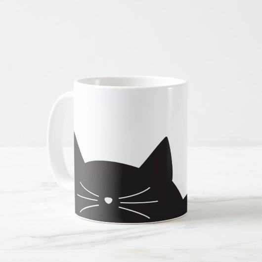 Zwarte kat, whiskers en staart koffiemok (Voorkant links)
