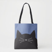 Zwarte kat, whiskers en staart tote bag (Voorkant)