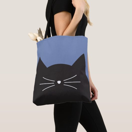 Zwarte kat, whiskers en staart tote bag (Dichtbij)